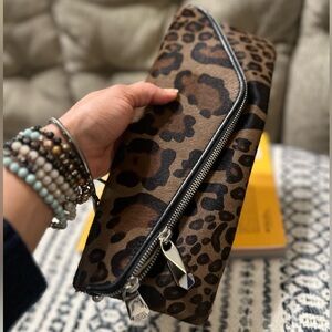 Henry Bendel Leopard Print Clutch Bag